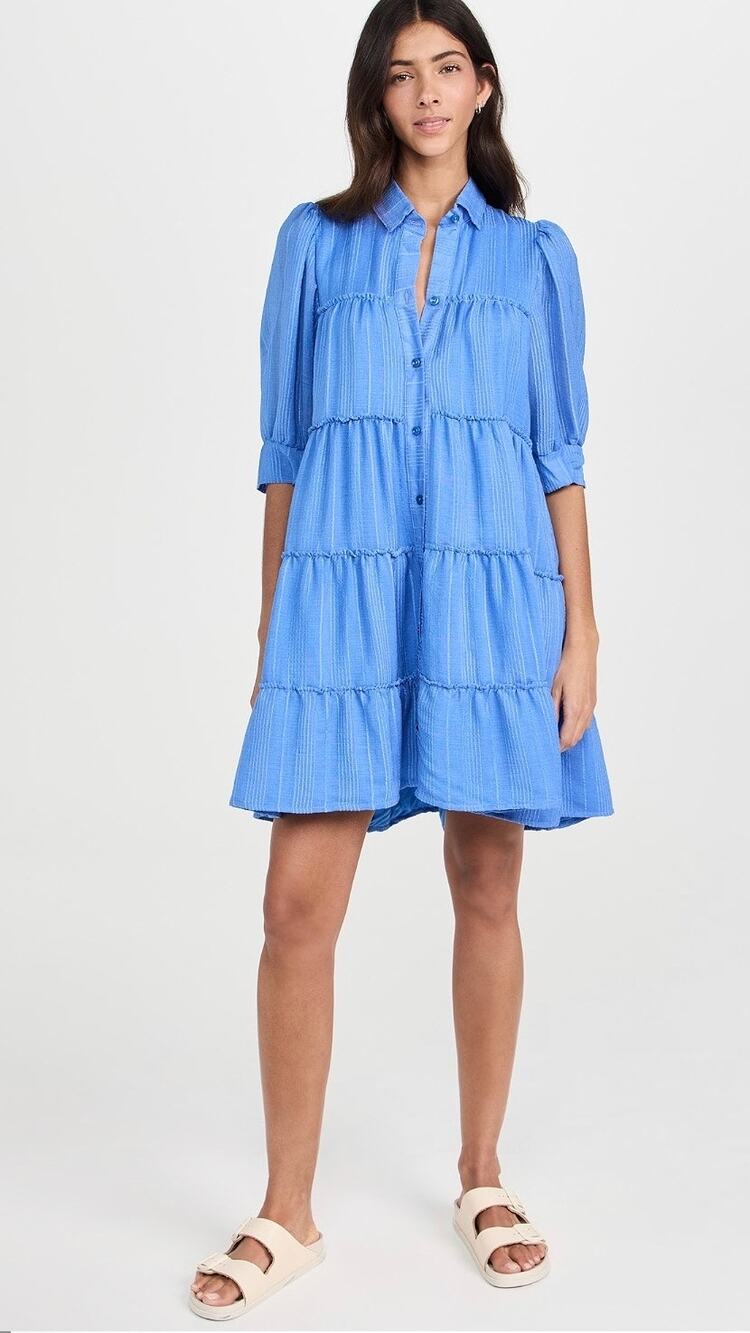 Peixoto Lola Tiered Lightweight Dress Blue Large